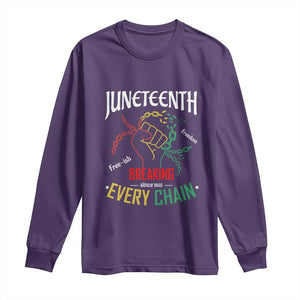 Juneteenth 1865 Long Sleeve Shirt Breaking Every Chain Freeish Black Freedom TS01 Purple Print Your Wear