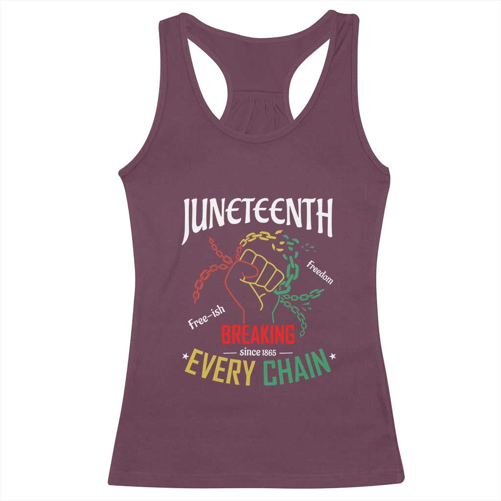 Juneteenth 1865 Racerback Tank Top Breaking Every Chain Freeish Black Freedom TS01 Maroon Print Your Wear