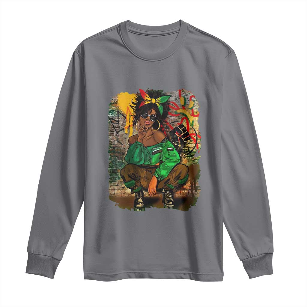 Black Heritage Pride Long Sleeve Shirt For Melanin Black Women TS01 Charcoal Print Your Wear