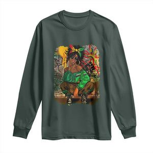 Black Heritage Pride Long Sleeve Shirt For Melanin Black Women TS01 Dark Forest Green Print Your Wear