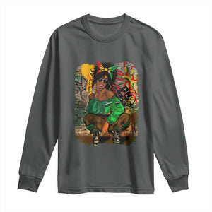 Black Heritage Pride Long Sleeve Shirt For Melanin Black Women TS01 Dark Heather Print Your Wear