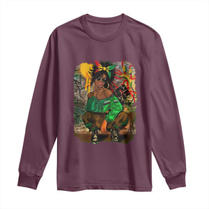 Black Heritage Pride Long Sleeve Shirt For Melanin Black Women TS01 Maroon Print Your Wear