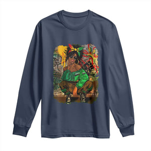 Black Heritage Pride Long Sleeve Shirt For Melanin Black Women TS01 Navy Print Your Wear