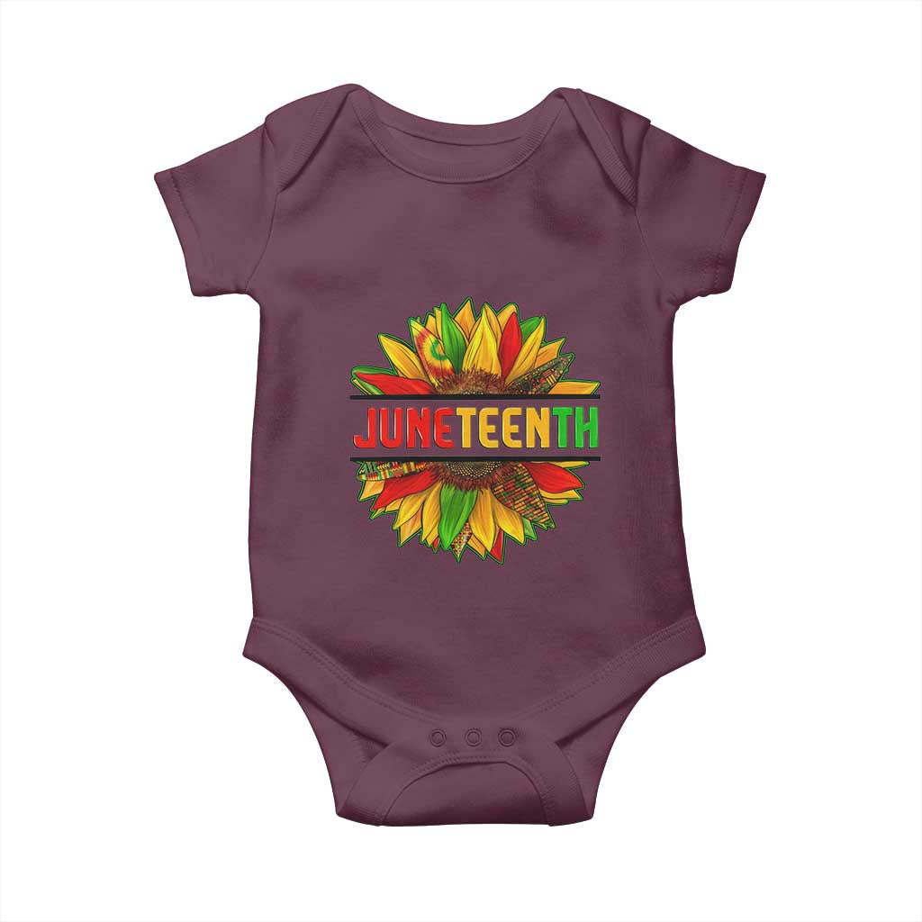 Juneteenth Baby Onesie Sunflower with Fist Black History TS01 Maroon Print Your Wear