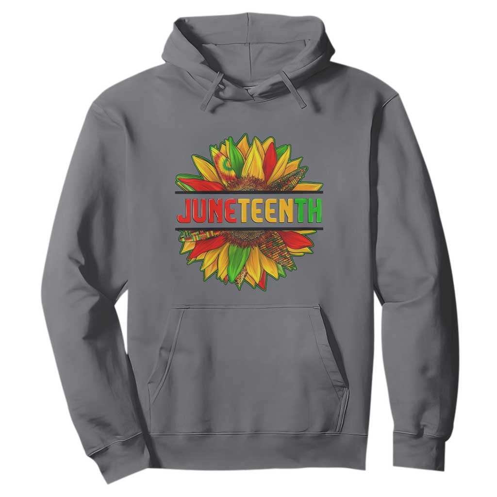 Juneteenth Hoodie Sunflower with Fist Black History TS01 Charcoal Printyourwear
