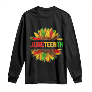 Juneteenth Long Sleeve Shirt Sunflower with Fist Black History TS01 Black Print Your Wear