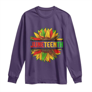 Juneteenth Long Sleeve Shirt Sunflower with Fist Black History TS01 Purple Print Your Wear