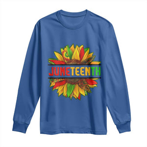 Juneteenth Long Sleeve Shirt Sunflower with Fist Black History TS01 Royal Blue Print Your Wear