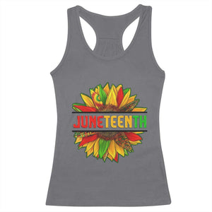 Juneteenth Racerback Tank Top Sunflower with Fist Black History TS01 Charcoal Print Your Wear
