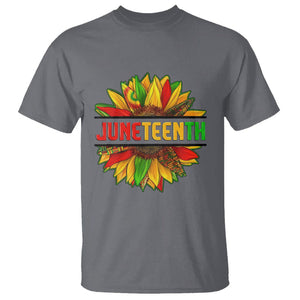 Juneteenth T Shirt Sunflower with Fist Black History TS01 Charcoal Printyourwear