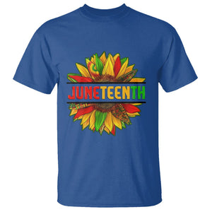 Juneteenth T Shirt Sunflower with Fist Black History TS01 Royal Blue Printyourwear