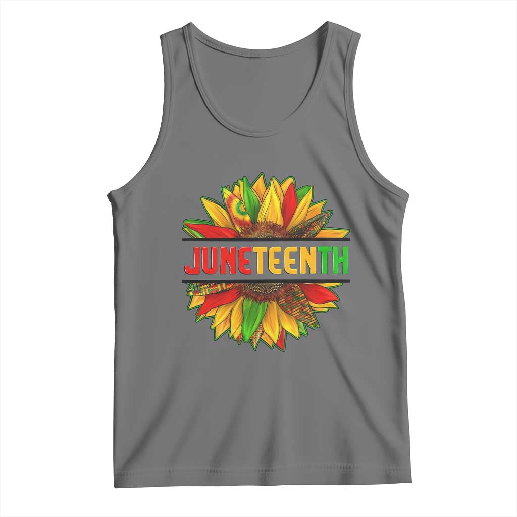 Juneteenth Tank Top Sunflower with Fist Black History TS01 Black Heather Print Your Wear