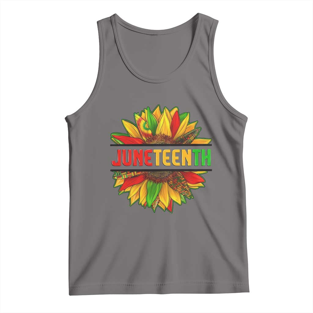 Juneteenth Tank Top Sunflower with Fist Black History TS01 Deep Heather Print Your Wear