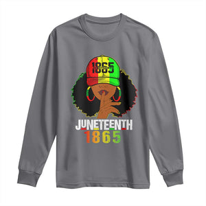 Afro Queen Long Sleeve Shirt Juneteenth 1865 TS01 Charcoal Print Your Wear