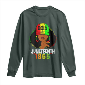 Afro Queen Long Sleeve Shirt Juneteenth 1865 TS01 Dark Forest Green Print Your Wear