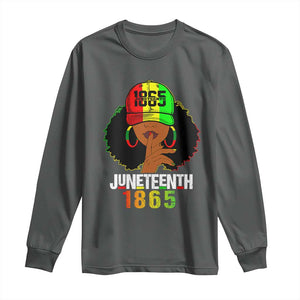 Afro Queen Long Sleeve Shirt Juneteenth 1865 TS01 Dark Heather Print Your Wear