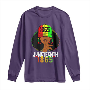 Afro Queen Long Sleeve Shirt Juneteenth 1865 TS01 Purple Print Your Wear