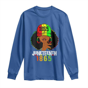 Afro Queen Long Sleeve Shirt Juneteenth 1865 TS01 Royal Blue Print Your Wear