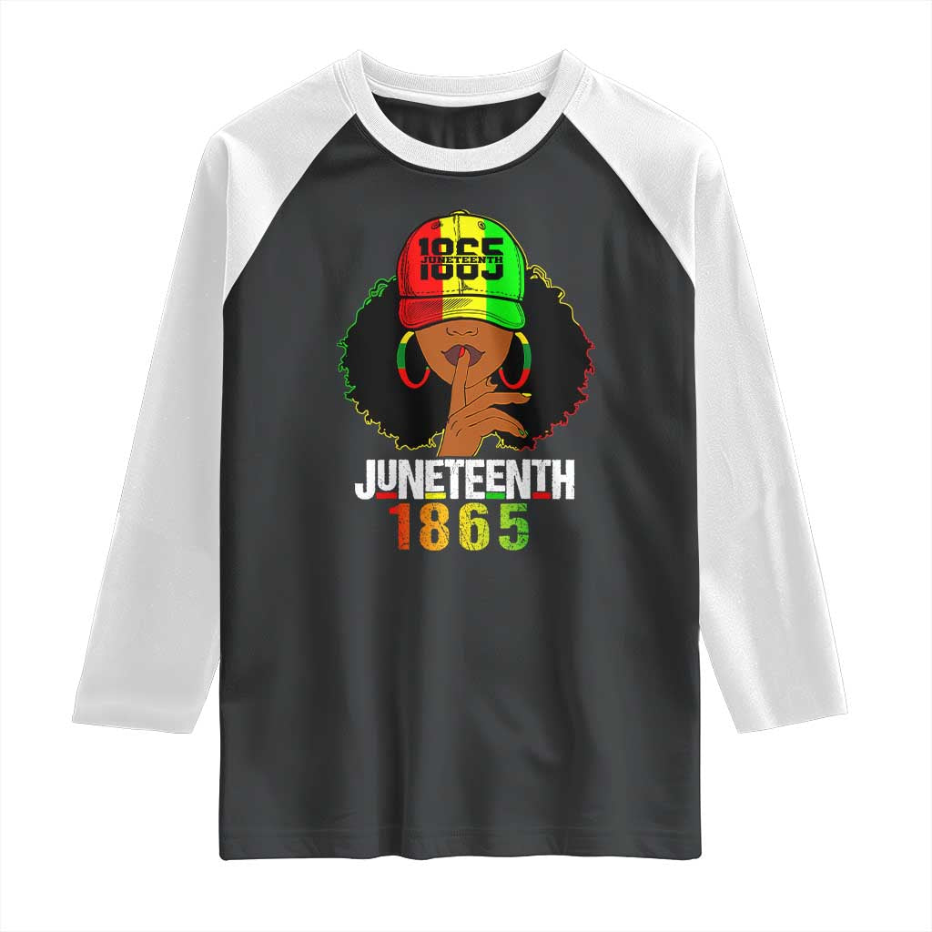 Afro Queen Raglan Shirt Juneteenth 1865 TS01 Black White Print Your Wear