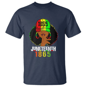 Queen Afro T Shirt Juneteenth 1865 TS01 Navy Printyourwear