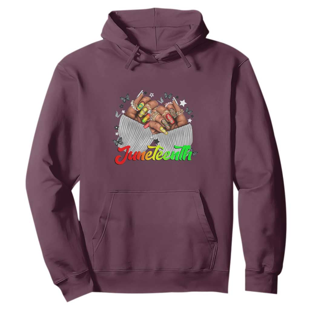 Queen Afro Hoodie Juneteenth 1865 TS01 Maroon Printyourwear