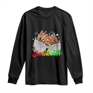 Juneteenth Celebration Long Sleeve Shirt Since 1865 Women Nails Butterflies TS01 Black Print Your Wear