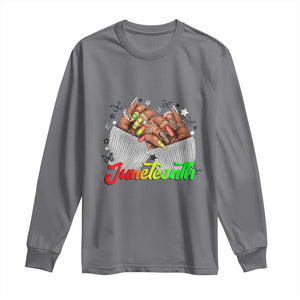 Juneteenth Celebration Long Sleeve Shirt Since 1865 Women Nails Butterflies TS01 Charcoal Print Your Wear