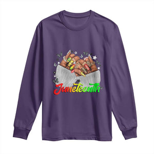 Juneteenth Celebration Long Sleeve Shirt Since 1865 Women Nails Butterflies TS01 Purple Print Your Wear