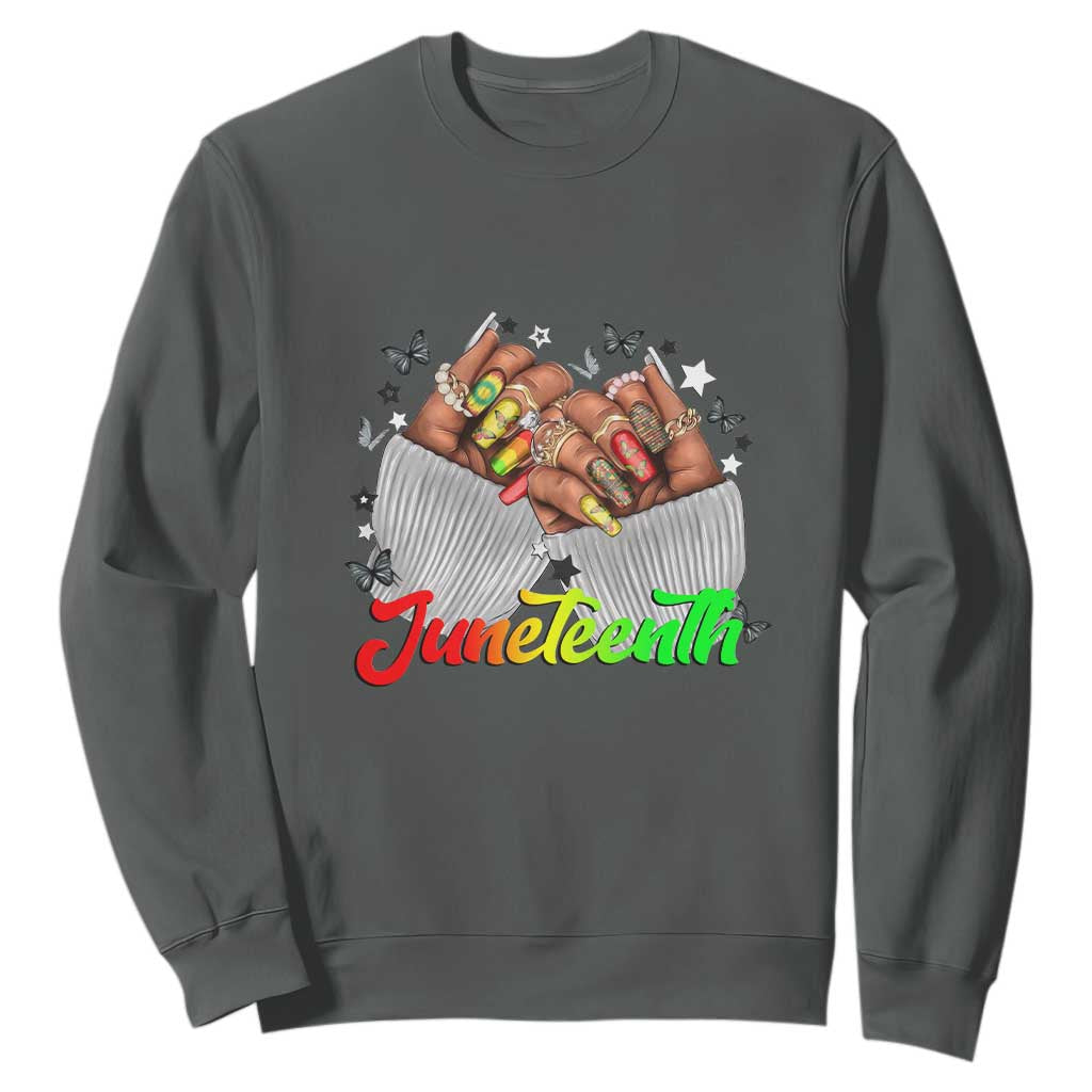 Queen Afro Sweatshirt Juneteenth 1865 TS01 Dark Heather Printyourwear