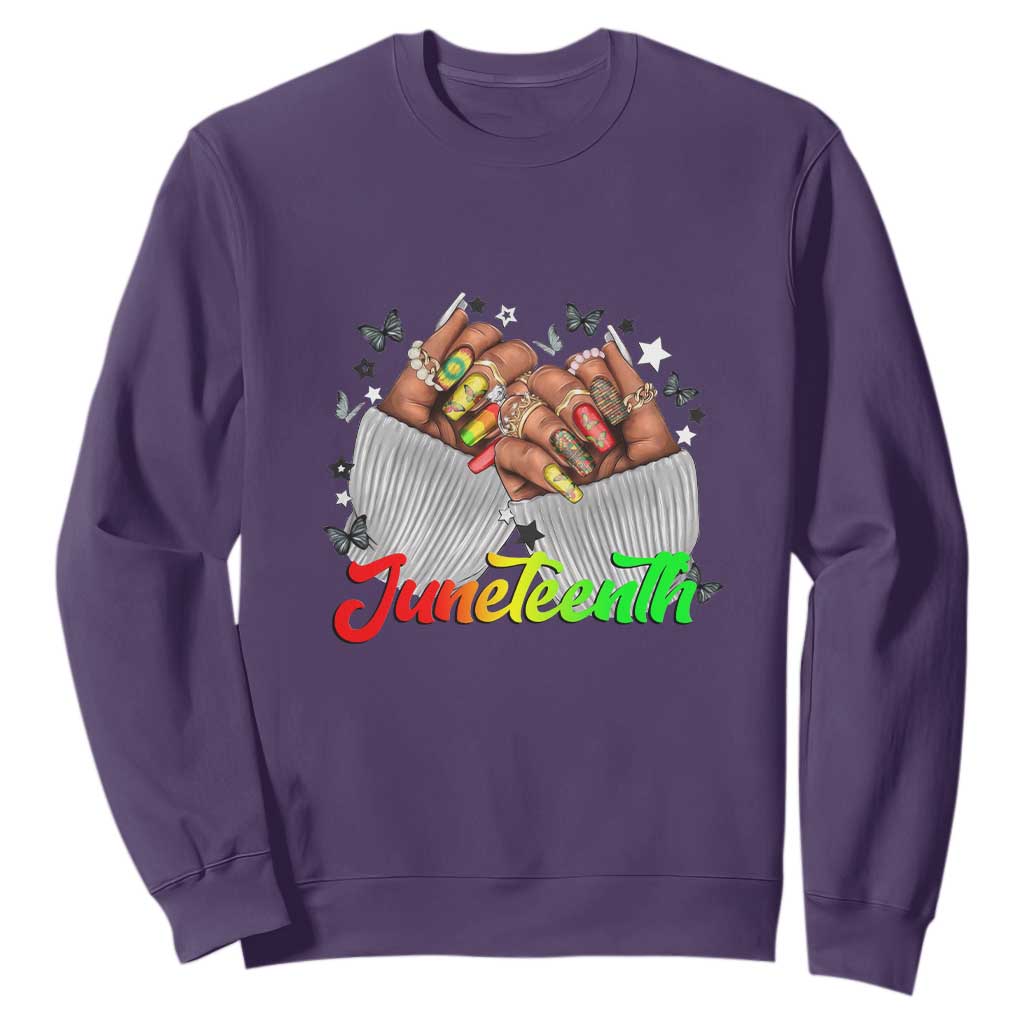 Queen Afro Sweatshirt Juneteenth 1865 TS01 Purple Printyourwear