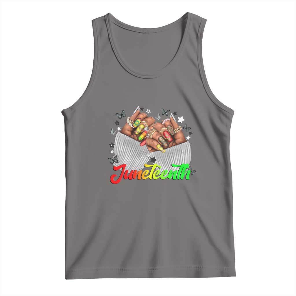 Juneteenth Celebration Tank Top Since 1865 Women Nails Butterflies TS01 Deep Heather Print Your Wear