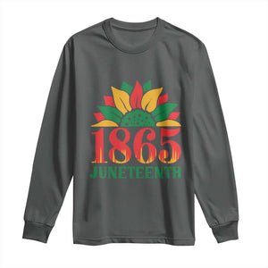 Juneteenth 1865 Sunflower Long Sleeve Shirt Celebrate African American Freedom Day TS01 Dark Heather Print Your Wear