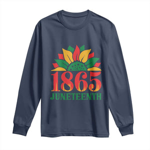 Juneteenth 1865 Sunflower Long Sleeve Shirt Celebrate African American Freedom Day TS01 Navy Print Your Wear