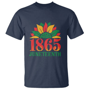 Sunflower T Shirt 1865 Juneteenth Celebrate African American Freedom Day for Women TS01 Navy Printyourwear