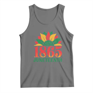 Juneteenth 1865 Sunflower Tank Top Celebrate African American Freedom Day TS01 Black Heather Print Your Wear
