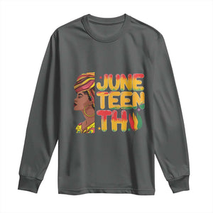 Juneteenth Black Woman Long Sleeve Shirt Black History African American Ladies TS01 Dark Heather Print Your Wear