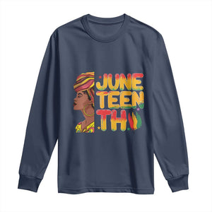 Juneteenth Black Woman Long Sleeve Shirt Black History African American Ladies TS01 Navy Print Your Wear