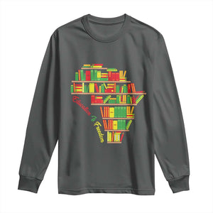 Education Is Freedom Long Sleeve Shirt African American History TS01 Dark Heather Print Your Wear