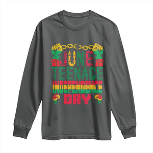 Juneteenth 1865 Independence Day Long Sleeve Shirt TS01 Dark Heather Print Your Wear