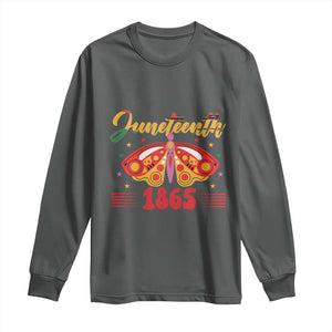 Juneteenth 1865 Butterfly Long Sleeve Shirt TS01 Dark Heather Print Your Wear