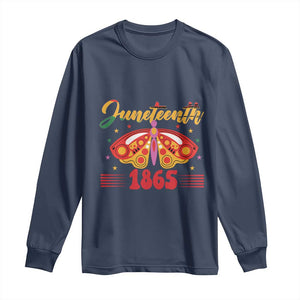 Juneteenth 1865 Butterfly Long Sleeve Shirt TS01 Navy Print Your Wear