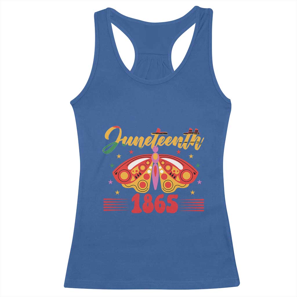 Juneteenth 1865 Butterfly Racerback Tank Top TS01 Royal Blue Print Your Wear