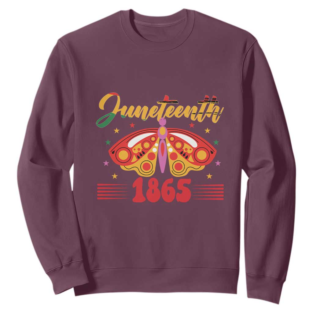 Butterfly Theme Sweatshirt Juneteenth 1865 TS01 Maroon Printyourwear