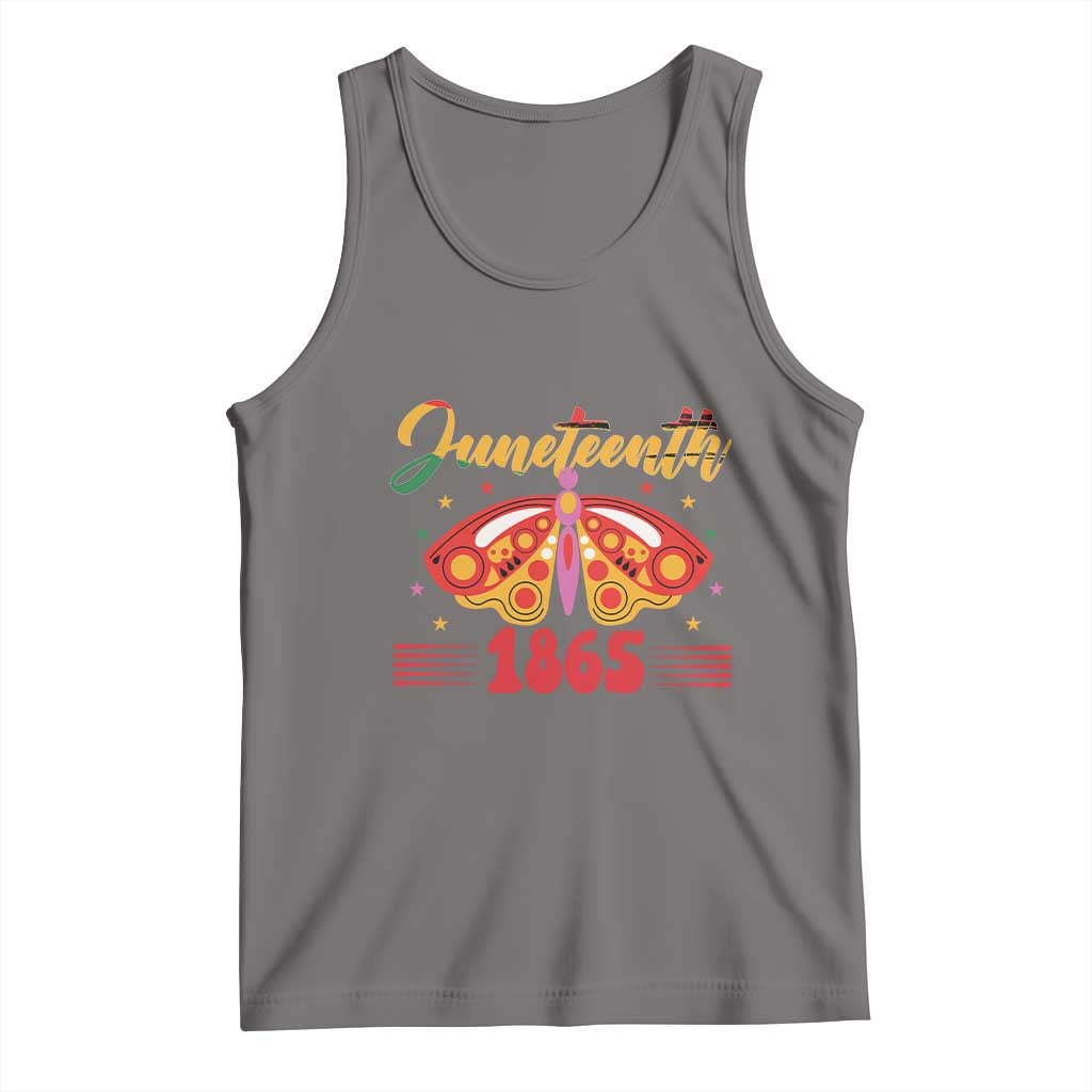 Juneteenth 1865 Butterfly Tank Top TS01 Deep Heather Print Your Wear