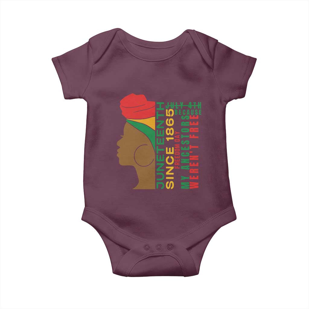 Juneteenth Since 1865 Baby Onesie My Ancestors Weren't Free TS01 Maroon Print Your Wear