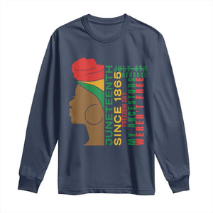 Juneteenth Since 1865 Long Sleeve Shirt My Ancestors Weren't Free TS01 Navy Print Your Wear