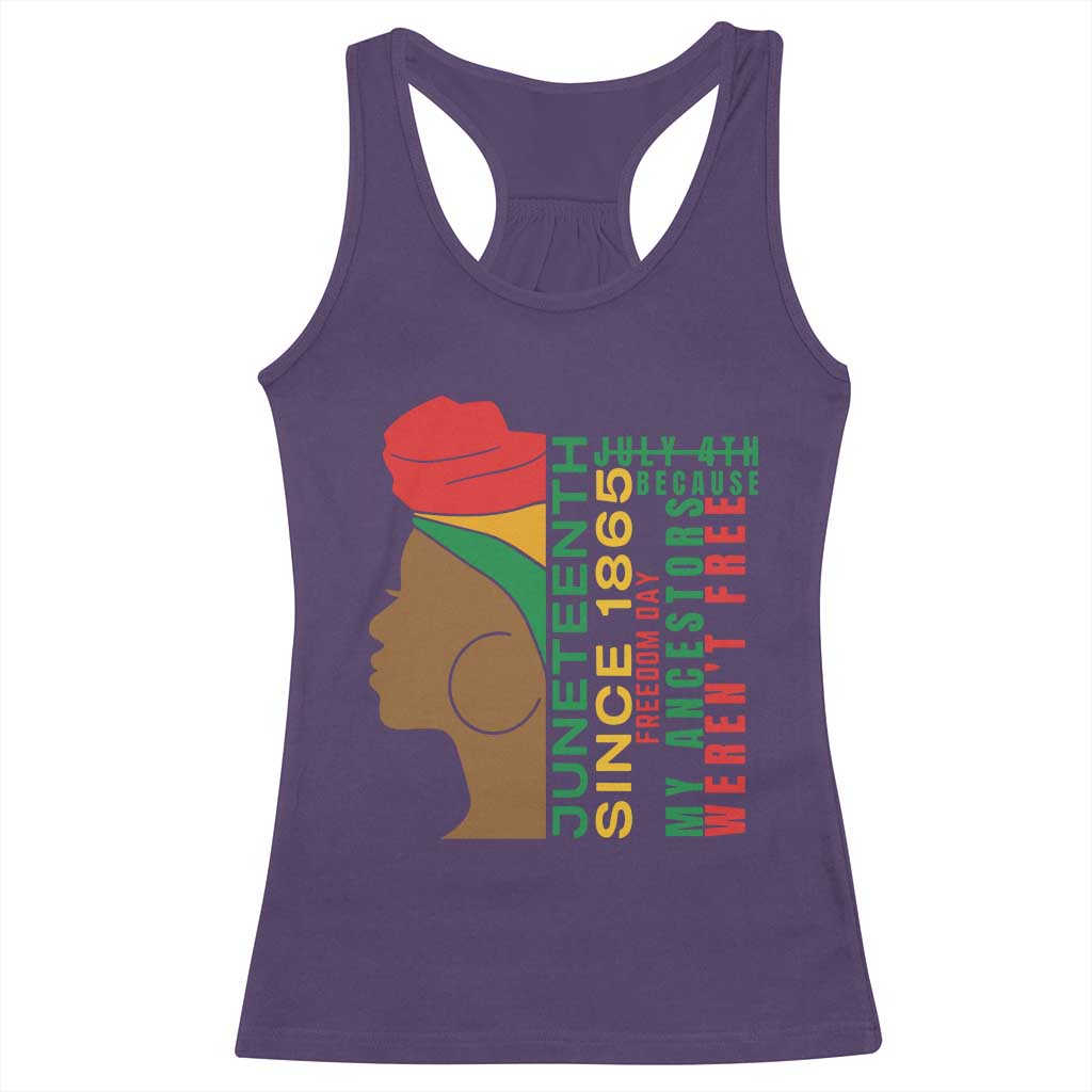 Juneteenth Since 1865 Racerback Tank Top My Ancestors Weren't Free TS01 Purple Print Your Wear