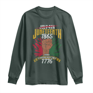 Juneteenth Since 1865 Long Sleeve Shirt My Ancestors Weren't Free In 1776 TS01 Dark Forest Green Print Your Wear