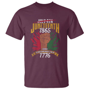 Juneteenth Since 1865 T Shirt My Ancestors Weren't Free In 1776 TS01 Maroon Printyourwear