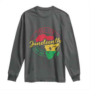 Free-ish Juneteenth Since 1865 Long Sleeve Shirt TS01 Dark Heather Print Your Wear